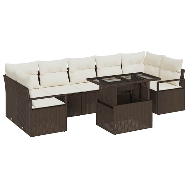 Garten Sofa Set Braun Poly Rattan