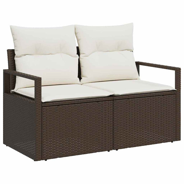 Garten Sofa Set Braun Poly Rattan