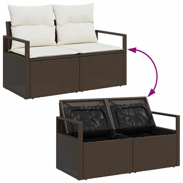 Garten Sofa Set Braun Poly Rattan