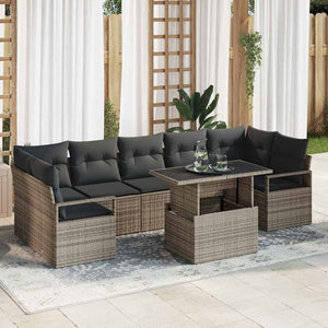 vidaXL Ensemble de canapés de jardin avec rangement 8 pcs Gris résine tressée