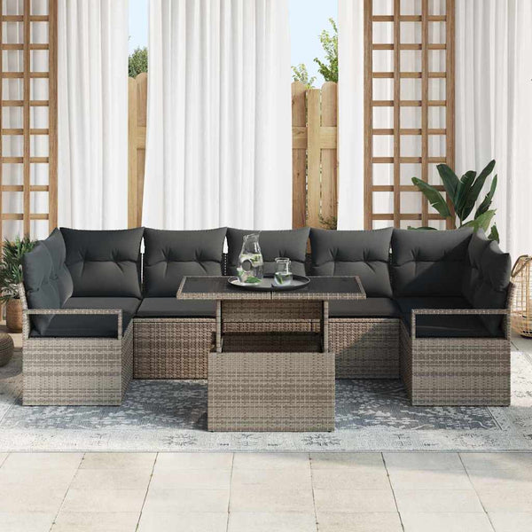 vidaXL Ensemble de canapés de jardin avec rangement 8 pcs Gris résine tressée