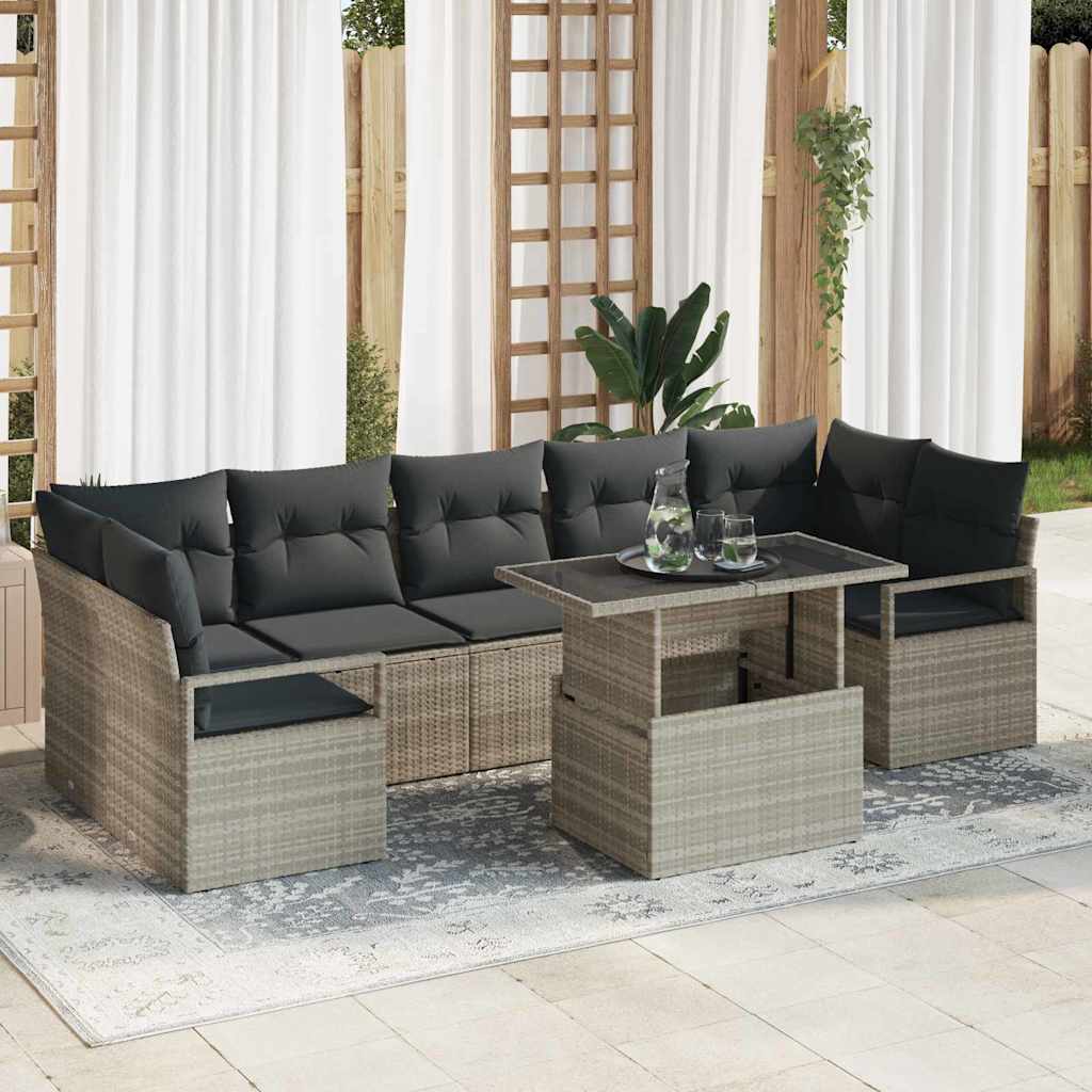 Gartenmöbel Set mit Stauraum, Hellgrau