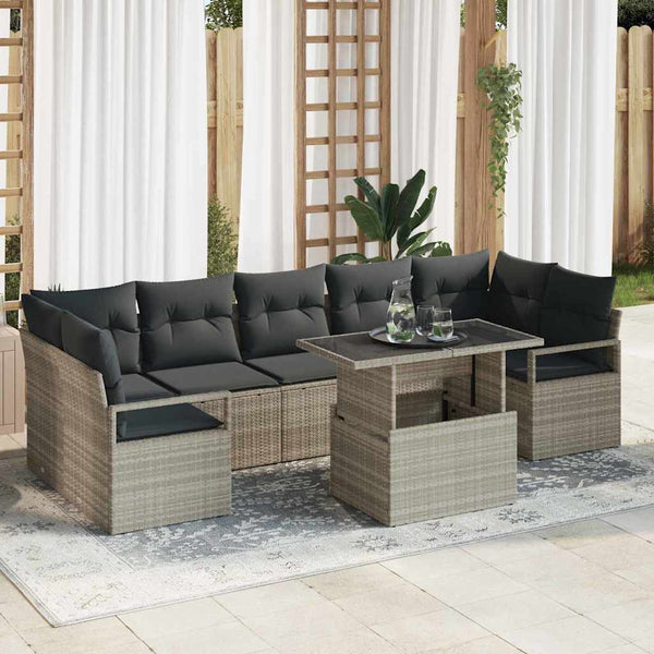 Gartenmöbel Set mit Stauraum, Hellgrau