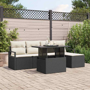 Garten Sofa Set mit Stauraum, Schwarz, 6-teilig