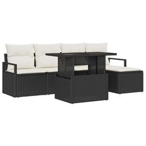 Garten Sofa Set mit Stauraum, Schwarz, 6-teilig