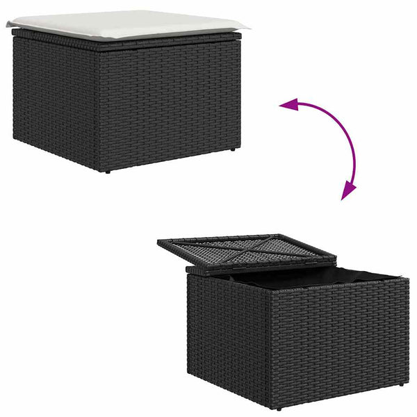 Garten Sofa Set mit Stauraum, Schwarz, 6-teilig