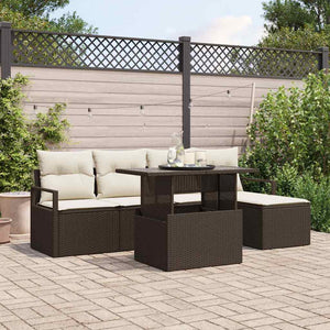 Gartenmöbel-Set mit Stauraum, 6-teilig, Braun