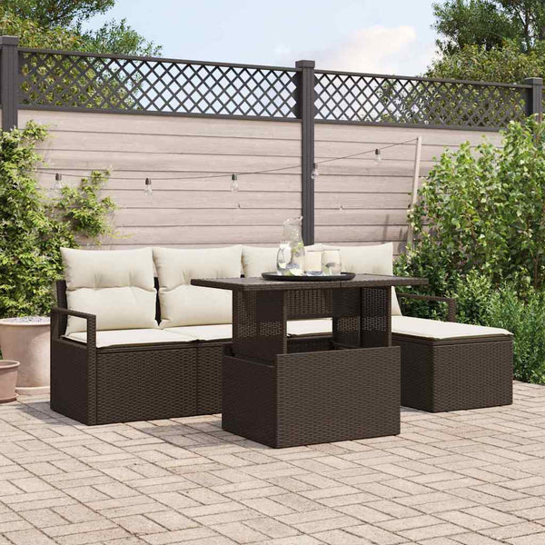 Gartenmöbel-Set mit Stauraum, 6-teilig, Braun
