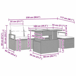 Gartenmöbel-Set mit Stauraum, 6-teilig, Braun