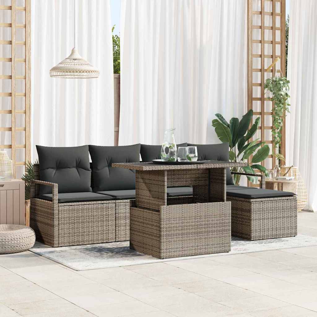 Garten Sofa Set mit Stauraum Grau Rattan