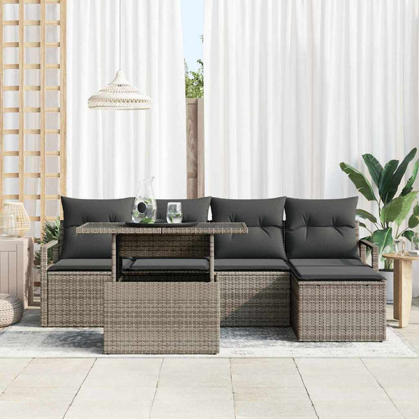 Garten Sofa Set mit Stauraum Grau Rattan
