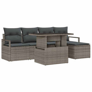 Garten Sofa Set mit Stauraum Grau Rattan