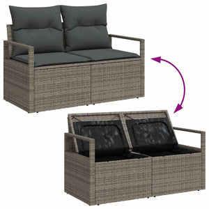 Garten Sofa Set mit Stauraum Grau Rattan