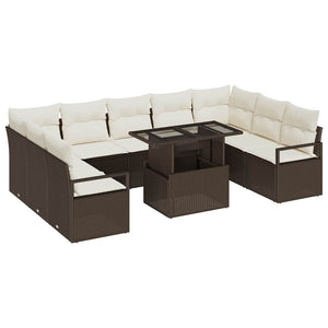 Garten Sofa Set Braun Poly Rattan 10-teilig