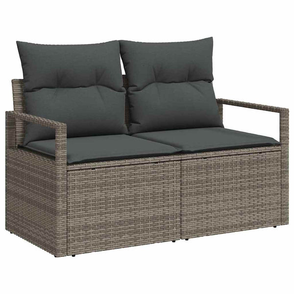 vidaXL Salon de jardin 10 pcs avec rangement Gris Rotin PE