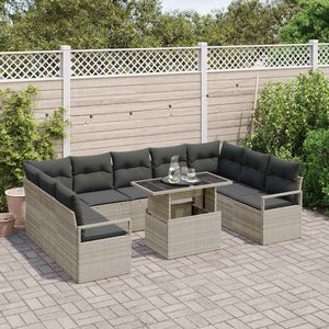 Hellgraues Poly Rattan Garten-Sofa-Set mit Stauraum
