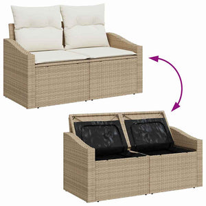 vidaXL Salon de jardin avec rangement 7 pcs Beige Rotin PE