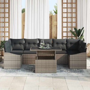 Garten Sofa Set Grau Poly Rattan mit Kissen