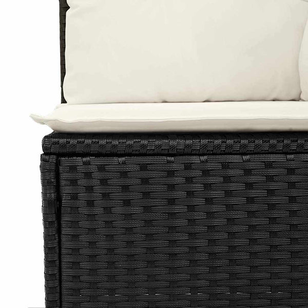 vidaXL Salon de jardin avec coussins et rangement 5 pcs Noir et crème