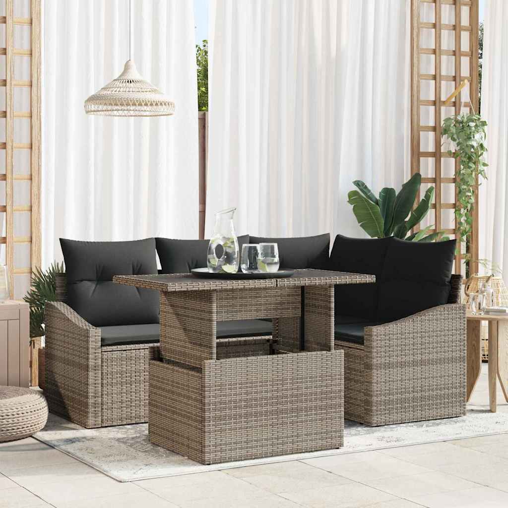 Garten Sofa Set Grau mit Kissen