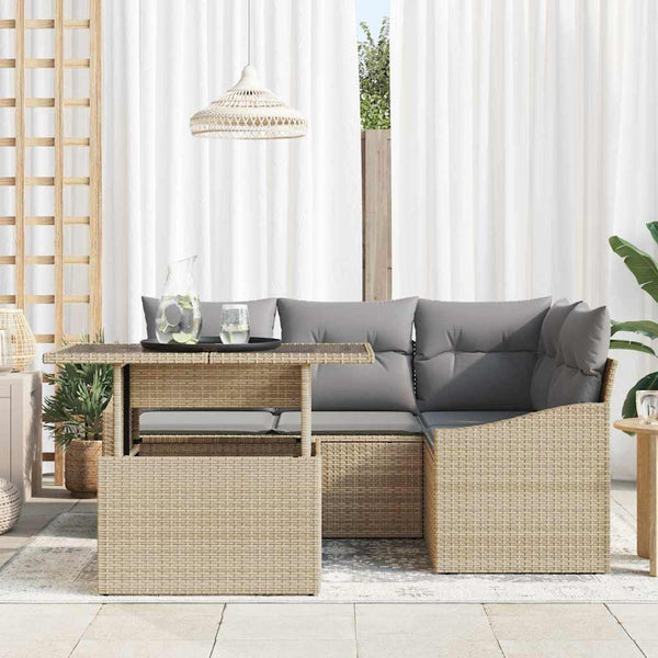 Garten Sofa Set Beige/Hellgrau 5-teilig