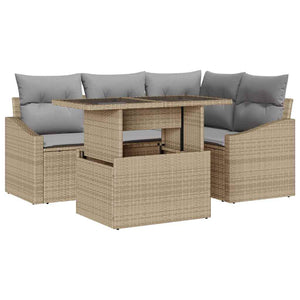 Garten Sofa Set Beige/Hellgrau 5-teilig