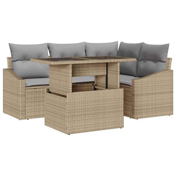 Garten Sofa Set Beige/Hellgrau 5-teilig