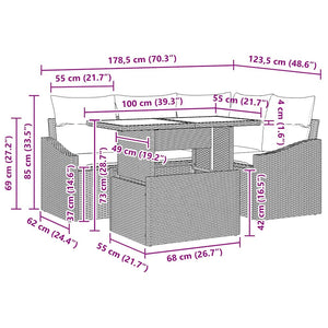 Garten Sofa Set Beige/Hellgrau 5-teilig