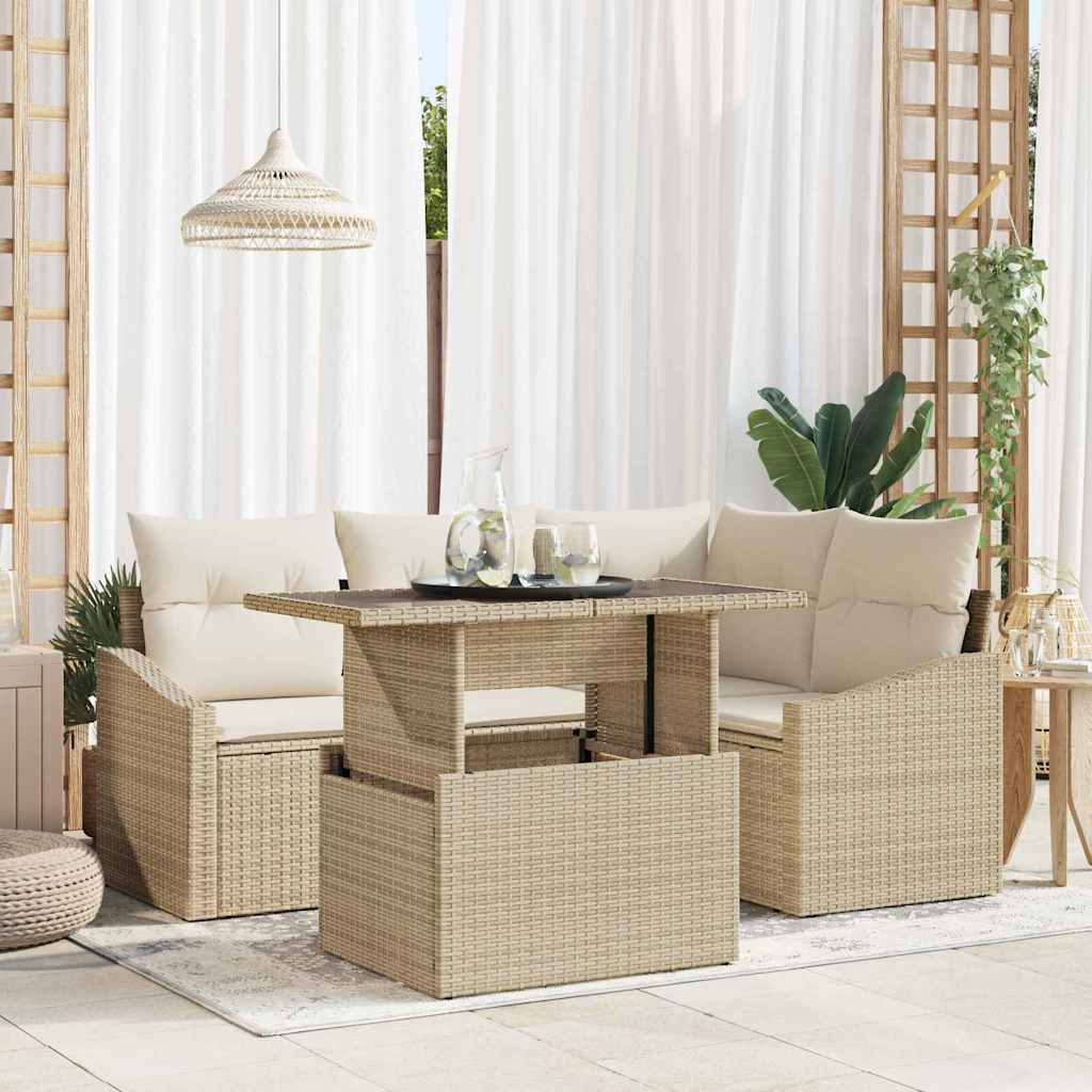 Garten Sofa Set Beige Creme 5-teilig