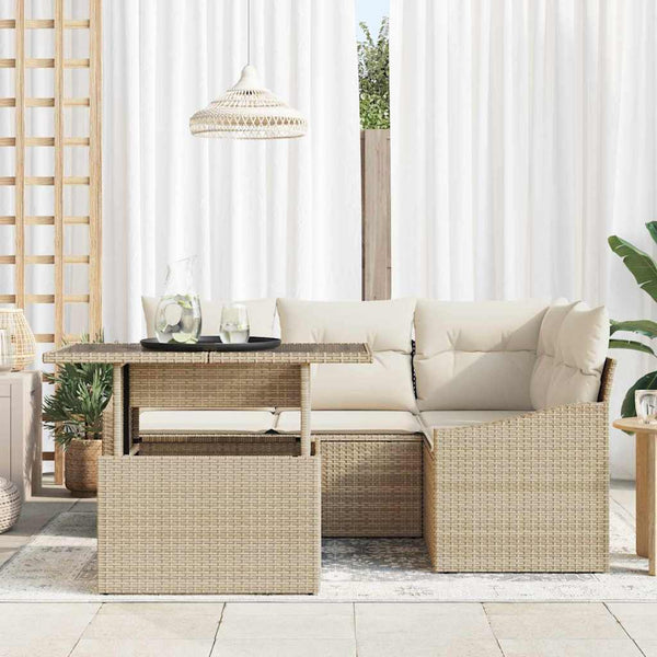 Garten Sofa Set Beige Creme 5-teilig