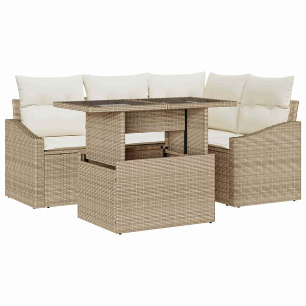 Garten Sofa Set Beige Creme 5-teilig