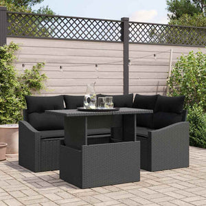 Garten Sofa Set Schwarz mit Kissen