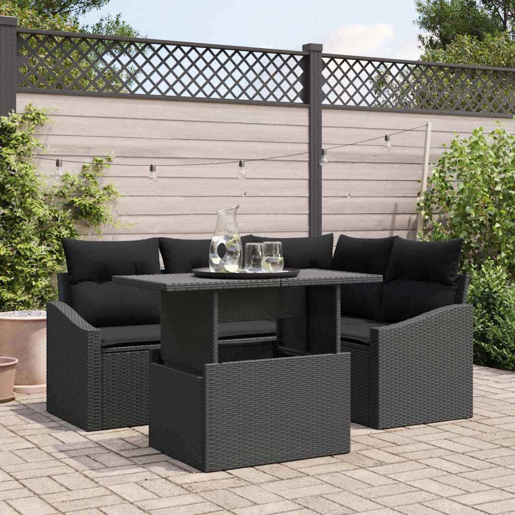 Garten Sofa Set Schwarz mit Kissen
