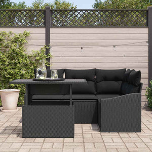 Garten Sofa Set Schwarz mit Kissen