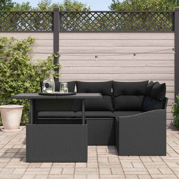 Garten Sofa Set Schwarz mit Kissen