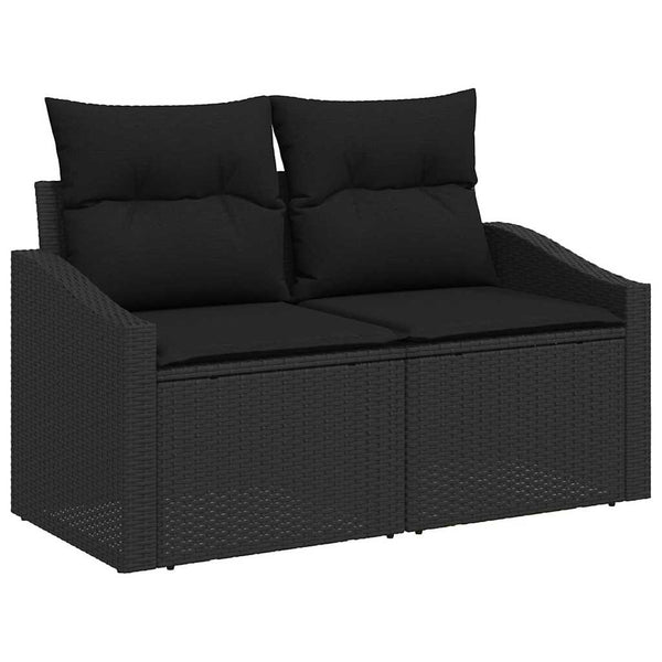 Garten Sofa Set Schwarz mit Kissen