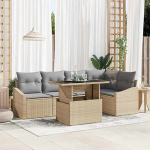 Garten Sofa Set Beige & Hellgrau 6-teilig