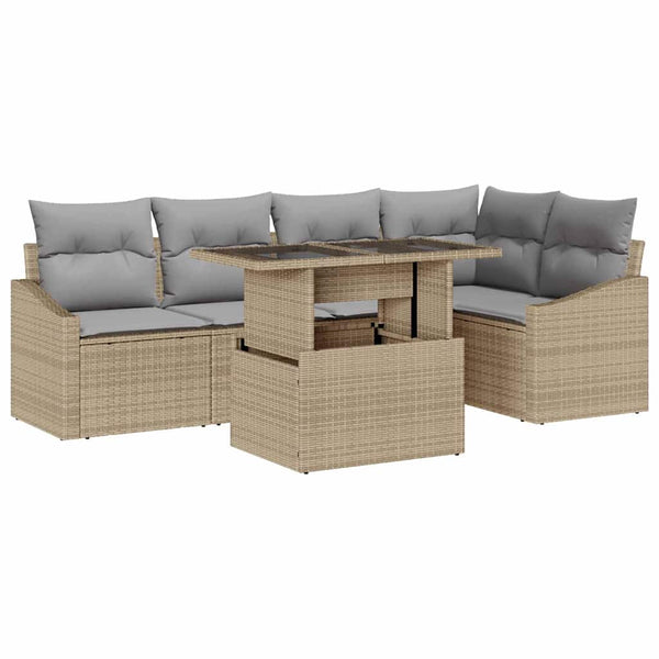 Garten Sofa Set Beige & Hellgrau 6-teilig