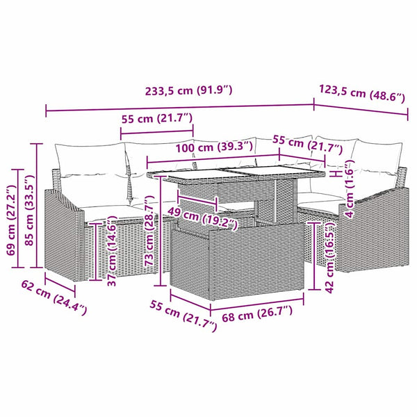 vidaXL Salon de jardin avec coussins 6 pcs Gris clair et gris foncé