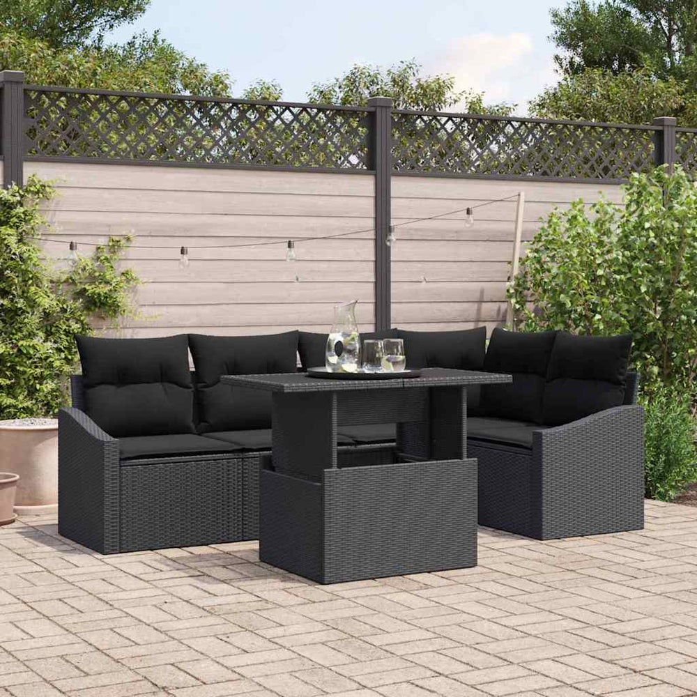 vidaXL Salon de jardin avec coussins et rangements 6 pcs Noir