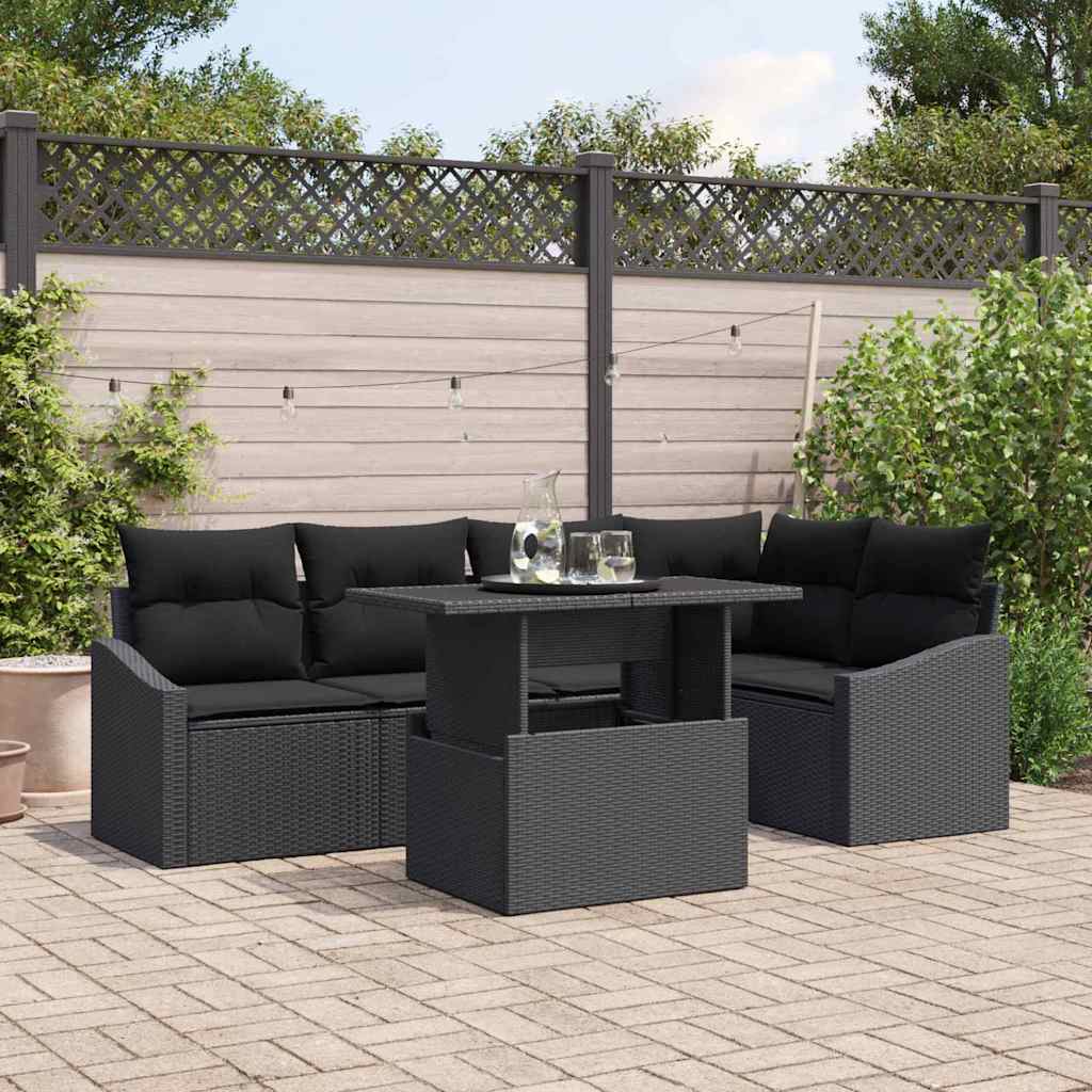Garten Sofa Set Schwarz mit Kissen & Stauraum