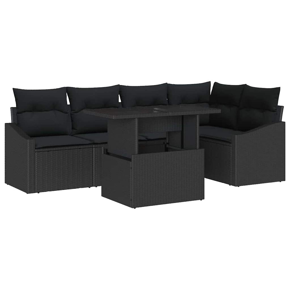 vidaXL Salon de jardin avec coussins et rangements 6 pcs Noir