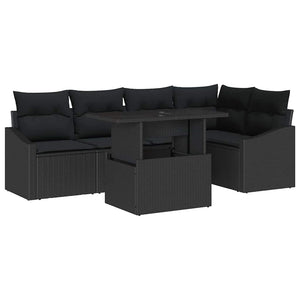 Garten Sofa Set Schwarz mit Kissen & Stauraum