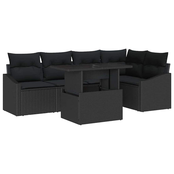 Garten Sofa Set Schwarz mit Kissen & Stauraum