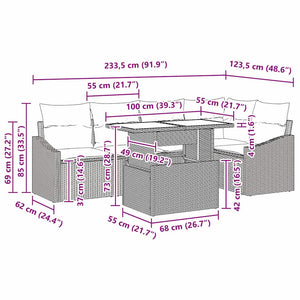 Garten Sofa Set Schwarz mit Kissen & Stauraum