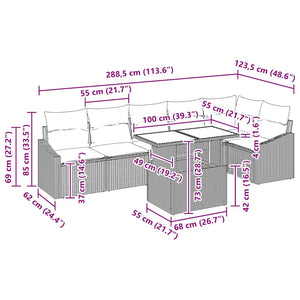 Garten Sofa Set Grau mit Kissen & Stauraum