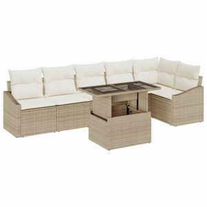 Garten Sofa Set Beige & Creme 7-teilig