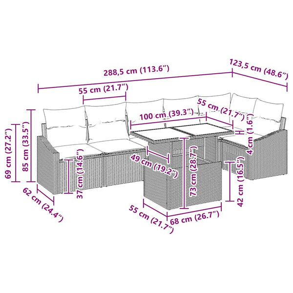 Garten Sofa Set Beige & Creme 7-teilig