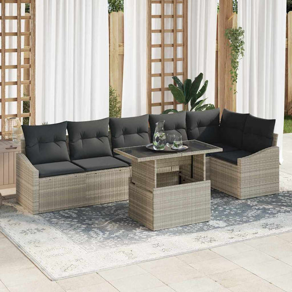 vidaXL Ensemble de canapés de jardin avec coussins 7 pcs Gris clair et gris foncé