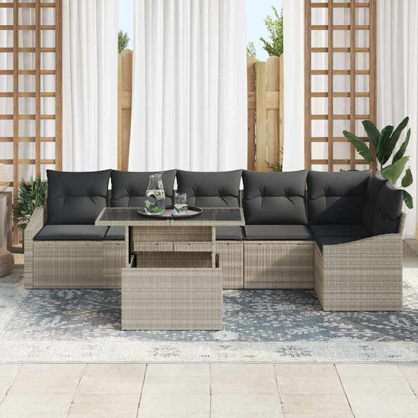 vidaXL Ensemble de canapés de jardin avec coussins 7 pcs Gris clair et gris foncé